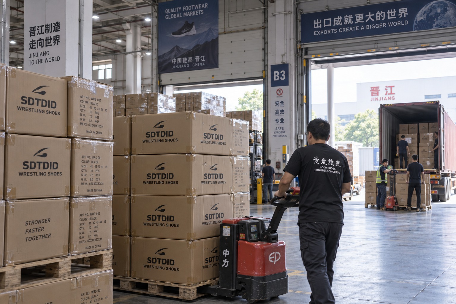 Figure 3: 40HQ container loading dock at Jinjiang Logistics Port staging FOB shipments for European and US ports.